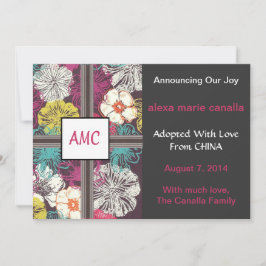 Aankondiging Floral Monogrammed Adoption