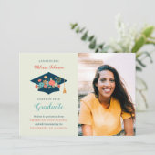 Aankondiging Floral Pet Graduation Party (Staand voorkant)