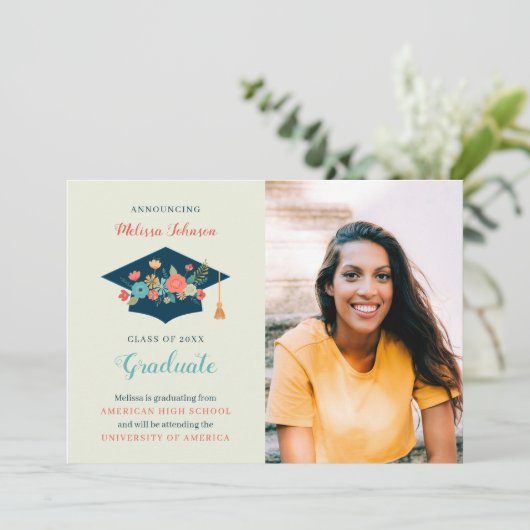 Aankondiging Floral Pet Graduation Party (Staand voorkant)