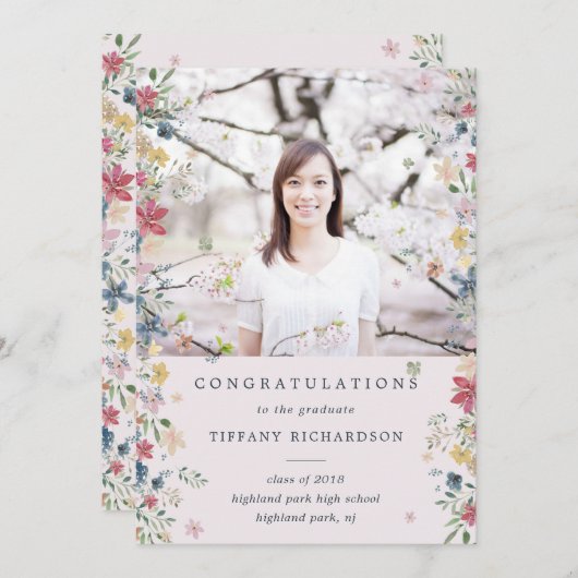 Aankondiging Floral Photo Afstuderen (Voorkant / Achterkant)