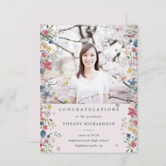 Aankondiging Floral Photo Afstuderen (Voorkant / Achterkant)