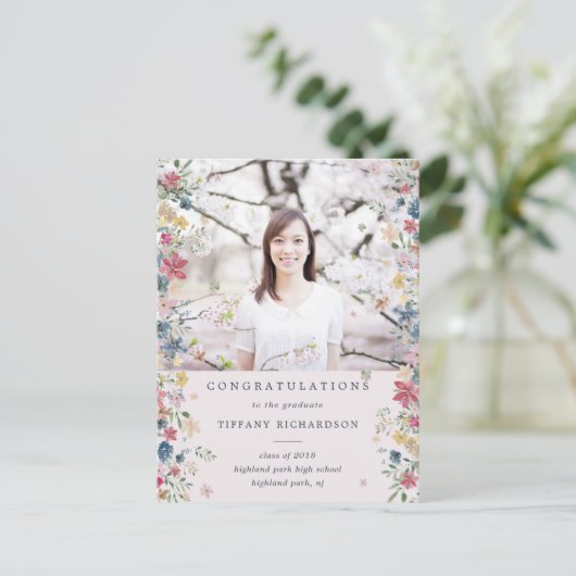 Aankondiging Floral Photo Afstuderen (Staand voorkant)