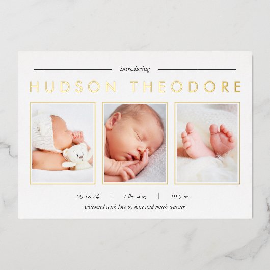 Aankondiging Folie geboorte Modern Trio (Voorkant)