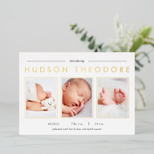 Aankondiging Folie geboorte Modern Trio (Staand Voorkant)