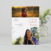 Aankondiging folie Modern White Afstuderen Dan/Now (Staand Voorkant)