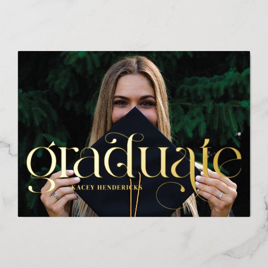 Aankondiging folie Swirl Serif Photo Afstuderen (Voorkant)