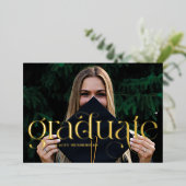 Aankondiging folie Swirl Serif Photo Afstuderen (Staand Voorkant)