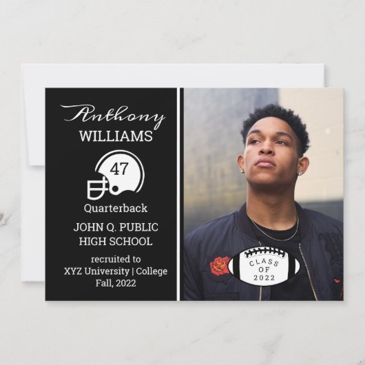 Aankondiging football Player Photo Afstuderen (Voorkant)