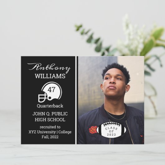 Aankondiging football Player Photo Afstuderen (Staand voorkant)