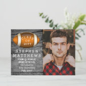 Aankondiging football Rustic Photo Afstuderen (Staand voorkant)