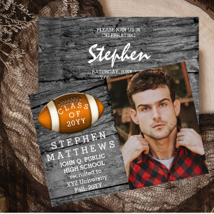 Aankondiging football Rustic Photo Afstuderen
