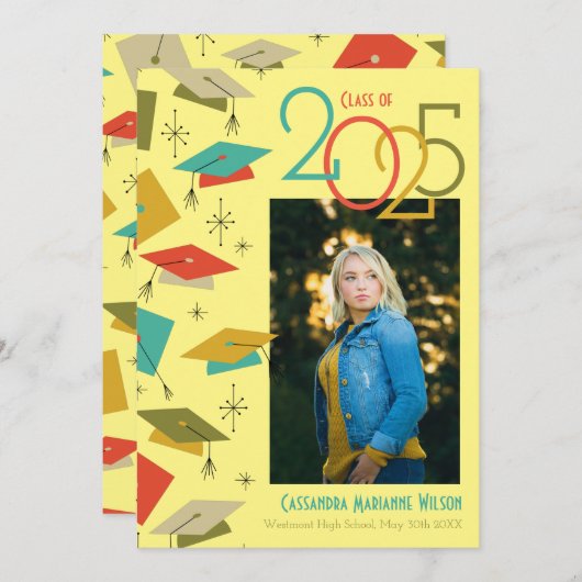 Aankondiging  foto Afstuderen Retro (Voorkant / Achterkant)