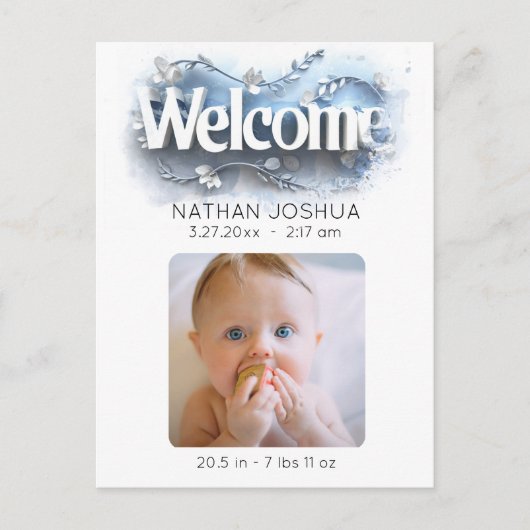 *~* Aankondiging Foto AP79 Baby Pasgeboren Geboort (Voorkant)