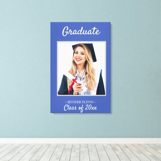 Aankondiging Foto Modern Classy Afstuderen Canvas Afdruk (Insitu (Houten vloer))