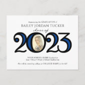 Aankondiging Fotoblauw Afstuderen Modern 2022 Briefkaart (Voorkant)