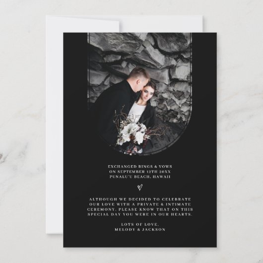 Aankondiging foto's zwart-wit en elopement (Achterkant)