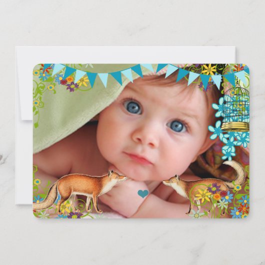 Aankondiging  Fox Bunting Garden Baby Boy (Achterkant)
