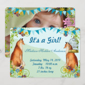 Aankondiging  Fox Bunting Garden Baby Girl (Voorkant / Achterkant)