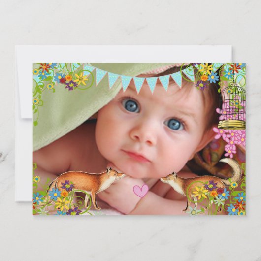 Aankondiging  Fox Bunting Garden Baby Girl (Achterkant)