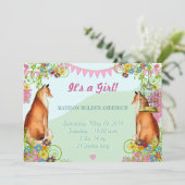 Aankondiging Fox Bunting Garden Baby Girl (Staand voorkant)