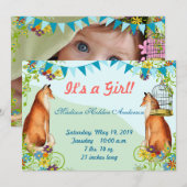 Aankondiging  Fox Bunting Garden Baby Girl (Voorkant / Achterkant)