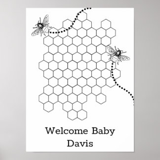 Aankondiging gastboek baby shower poster