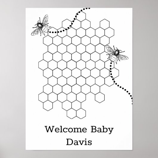 Aankondiging gastboek baby shower poster (Voorkant)