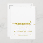 Aankondiging geannuleerd bruiloft Elegant Gold Scr Briefkaart (Voorkant / Achterkant)