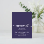 Aankondiging geannuleerd bruiloft Elegant Navy Blu Briefkaart (Staand voorkant)