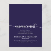 Aankondiging geannuleerd bruiloft Elegant Navy Blu Briefkaart (Voorkant)