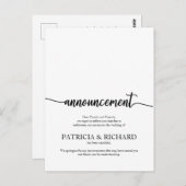 Aankondiging geannuleerd bruiloft legante kalligra briefkaart (Voorkant / Achterkant)