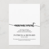 Aankondiging geannuleerd bruiloft legante kalligra briefkaart (Voorkant)