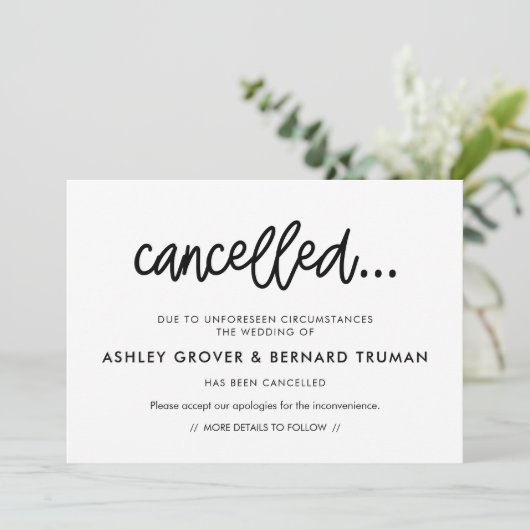 Aankondiging geannuleerde evenementen in moderne k (Staand voorkant)