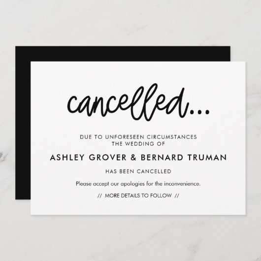 Aankondiging geannuleerde evenementen in moderne k (Voorkant / Achterkant)