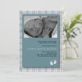 Aankondiging geboorte baby - Babyblauw geplakt (Staand voorkant)