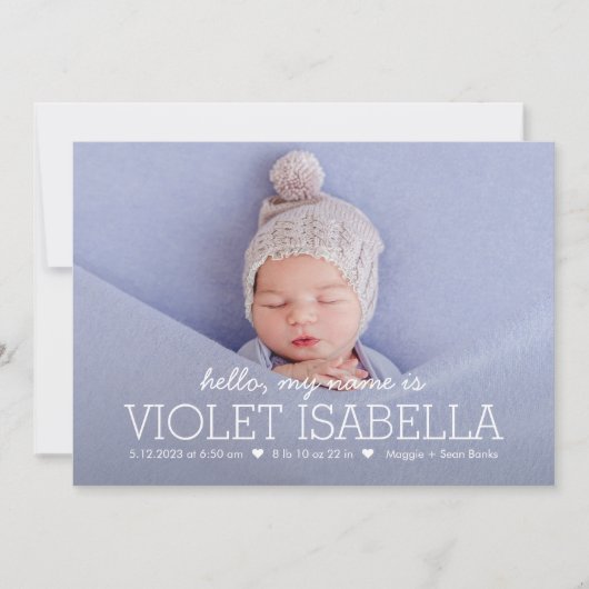 Aankondiging geboorte Baby bewerkbare kleur (Voorkant)