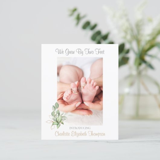 Aankondiging geboorte baby Eucalyptus Greenery (Staand voorkant)