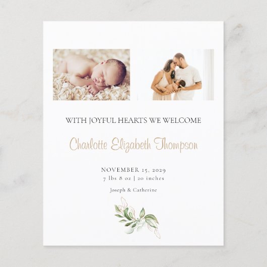 Aankondiging geboorte baby Eucalyptus Greenery (Achterkant)