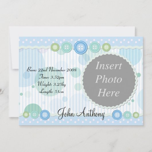 Aankondiging geboorte baby jongen (Voorkant)