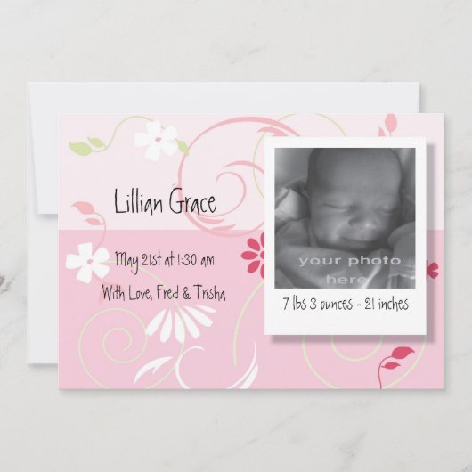 Aankondiging Geboorte Baby Meisje (Voorkant)