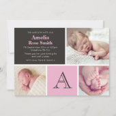 Aankondiging geboorte baby meisje/bedankkaart (Voorkant)