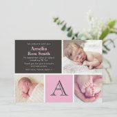 Aankondiging geboorte baby meisje/bedankkaart (Staand voorkant)