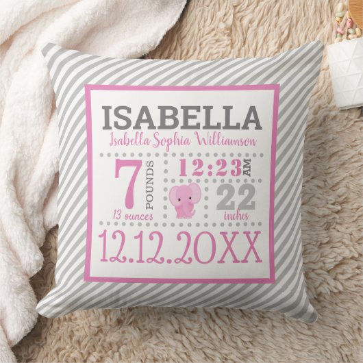 Aankondiging geboorte baby meisje kussen (Deken)