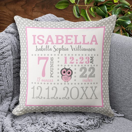 Aankondiging geboorte baby meisje kussen
