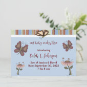 Aankondiging geboorte blauwe baby Boy Butterfly (Staand voorkant)