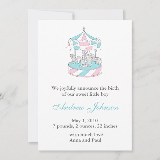 Aankondiging Geboorte - Draaimolen (Voorkant)