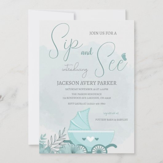 Aankondiging Geboorte Drink&Zie  Foto Uitnodiging (Voorkant)