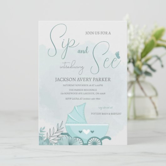 Aankondiging Geboorte Drink&Zie  Foto Uitnodiging (Staand voorkant)