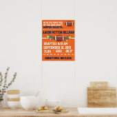 Aankondiging geboorte football - Oranje en blauw Poster (Keuken)