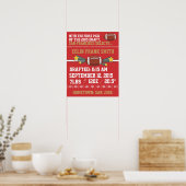 Aankondiging geboorte football - Rood en goud Poster (Keuken)